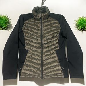 32 Degrees  Puffer Jacket Heat Women’s Small Black Olive Mixed Media Full Zip